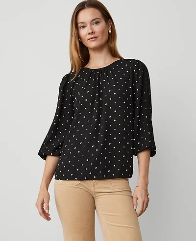 Ann Taylor Petite Diamond Shadow Lace Trim Mixed Media Top Size 2XS Black Women's