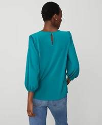 Ann Taylor Lace Trim Mixed Media Top Size 2XS Green Marais Women's