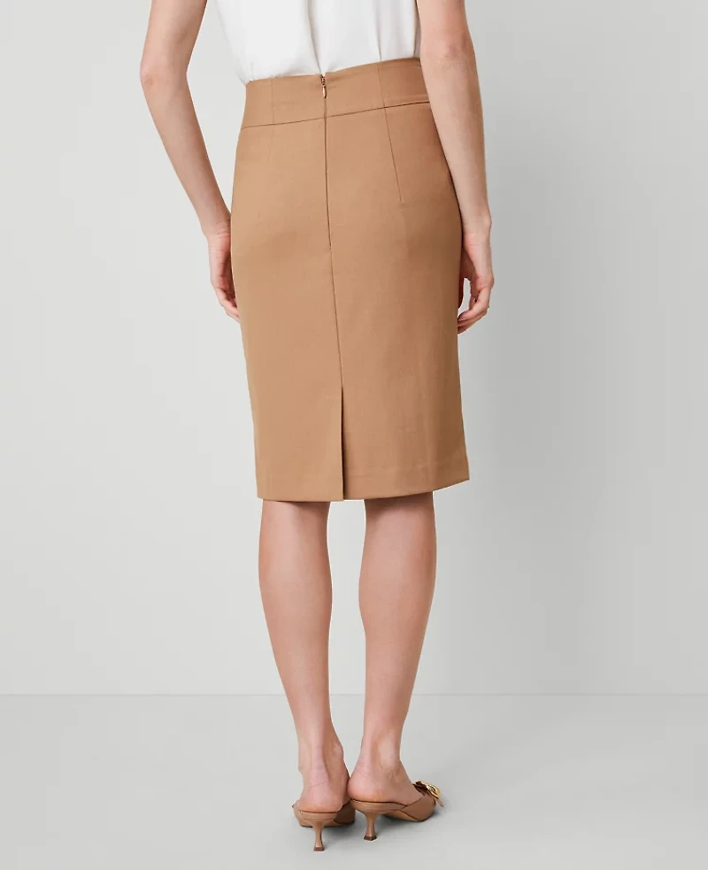 Ann Taylor The High-Waist Seamed Pencil Skirt in Seasonless Stretch Size 12 Perfect Camel Women's