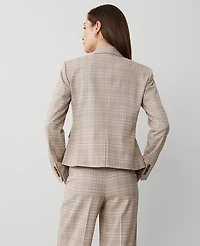 Ann Taylor The Shorter One Button Blazer in Plaid Size 14 Purple Lilac Women's