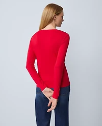 Ann Taylor Petite Long Sleeve Crew Neck Top Women's