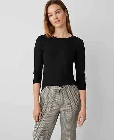 Ann Taylor Petite Long Sleeve Crew Neck Top Women's
