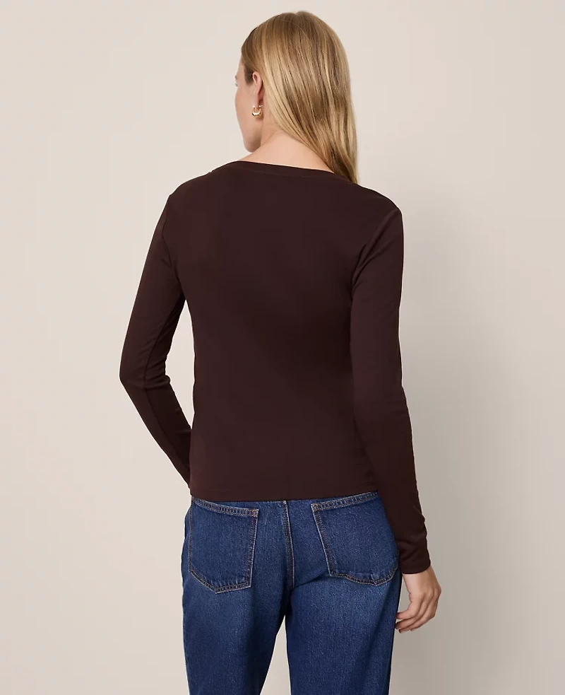 Ann Taylor Petite Long Sleeve Crew Neck Top Women's