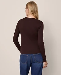 Ann Taylor Petite Long Sleeve Crew Neck Top Women's