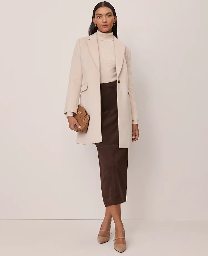 Ann Taylor Chesterfield Coat Pale Sandalwood Women's