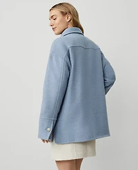 Ann Taylor Petite Collared Button Front Relaxed Jacket Size XL Midnight Blue Heather Women's