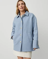 Ann Taylor Petite Collared Button Front Relaxed Jacket Size XL Midnight Blue Heather Women's