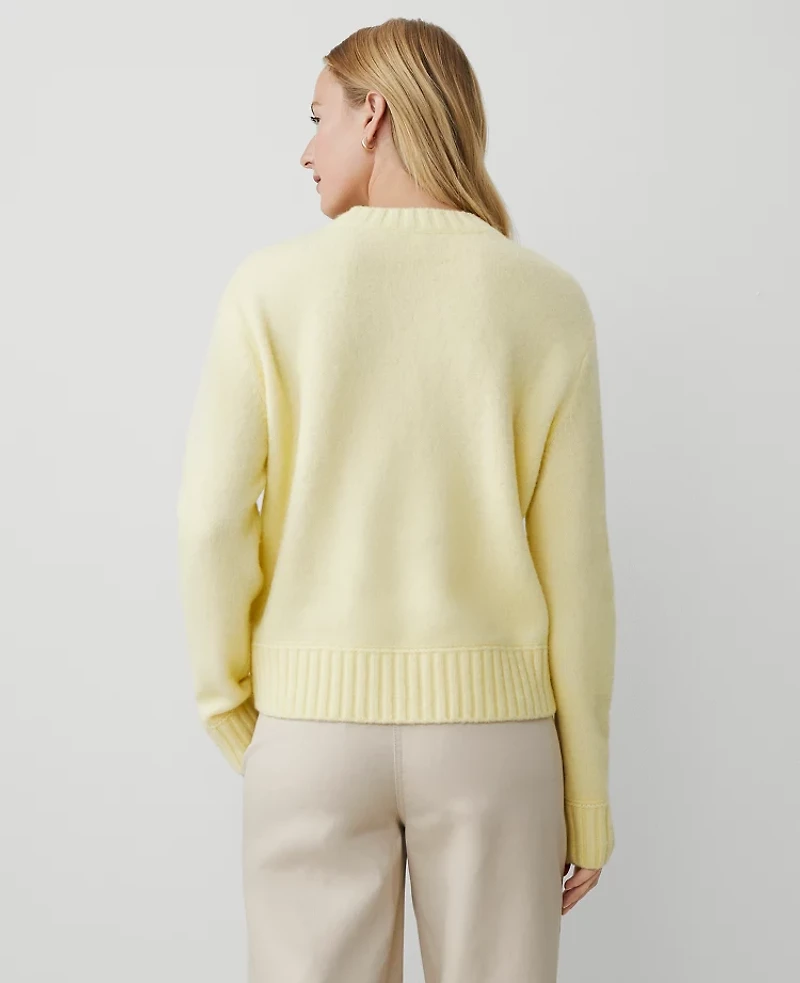 Ann Taylor Weekend Collection Cozy Crew Neck Sweater Pale Forsythia Women's