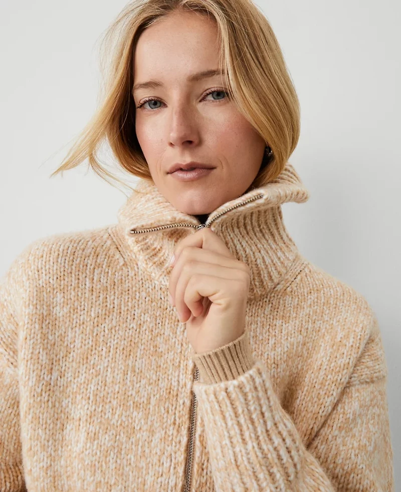 Ann Taylor Weekend Collection Zip Bomber Jacket Size Medium Camel Multi Women's