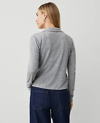 Ann Taylor Weekend Collection Collared Button Down Top Size XS Medium Heather Grey Women's