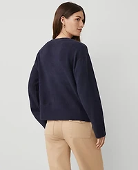 Ann Taylor Weekend Collection Relaxed V-Neck Sweater Size Small Night Sky Women's
