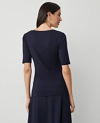 Ann Taylor Scoop Neck Elbow Sleeve T-Shirt Women's