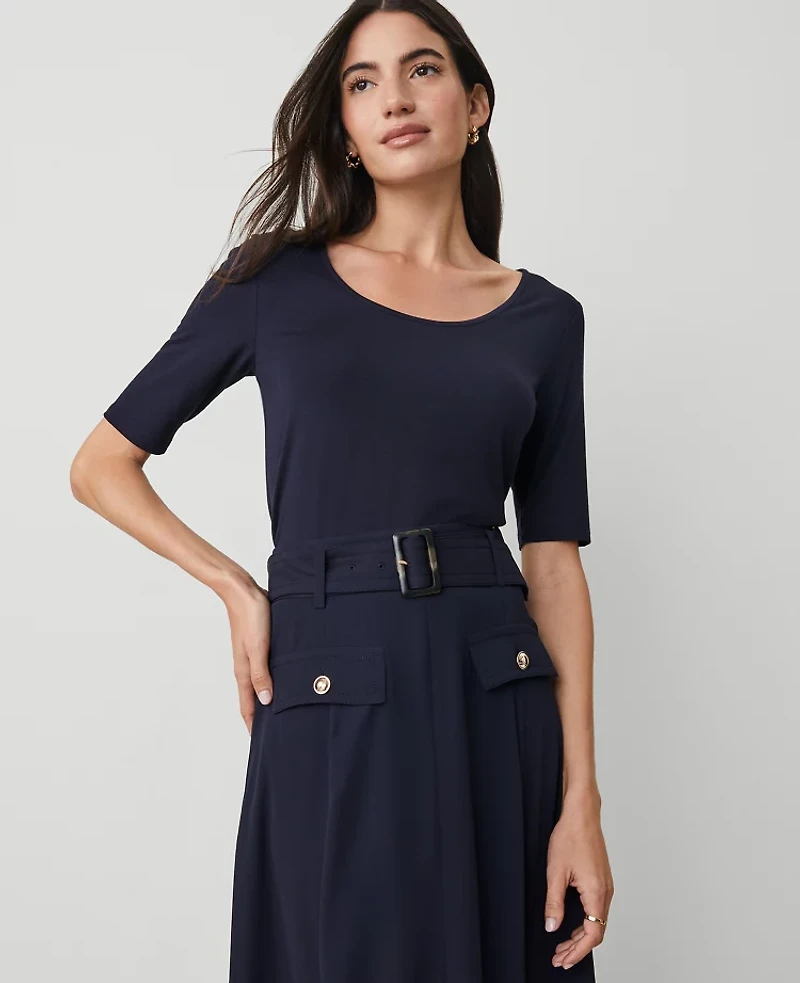 Ann Taylor Scoop Neck Elbow Sleeve T-Shirt Women's