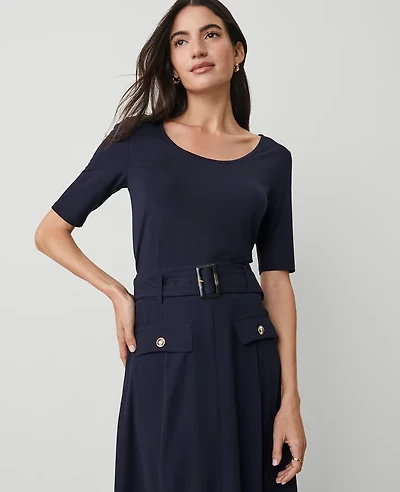 Ann Taylor Scoop Neck Elbow Sleeve T-Shirt Women's