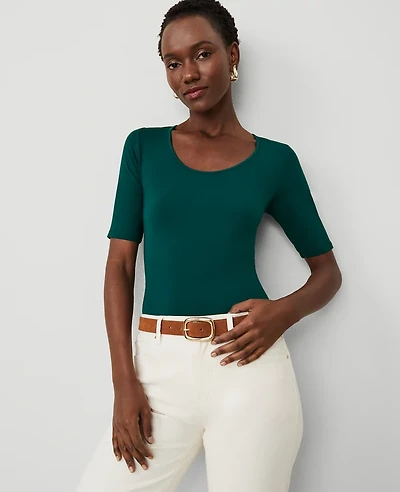 Ann Taylor Scoop Neck Elbow Sleeve T-Shirt Women's