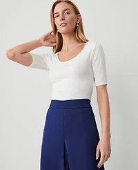 Ann Taylor Scoop Neck Elbow Sleeve T-Shirt Women's