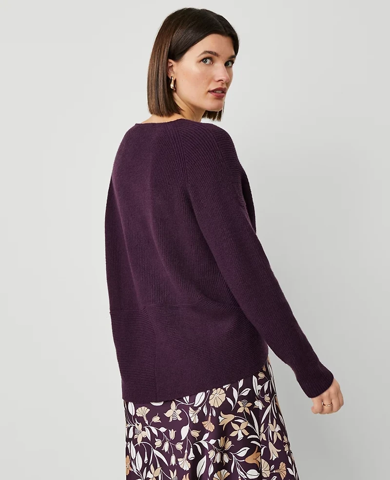 Ann Taylor Ribbed Wrap Sweater Size Large Purple Moon Women's