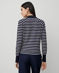 Ann Taylor Striped Collared Cardigan Size XS Navy/White Women's