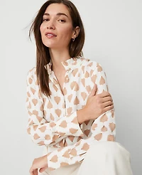 Ann Taylor Fern Ruffle Neck Blouse Size Medium Winter White - Perfect Came Women's