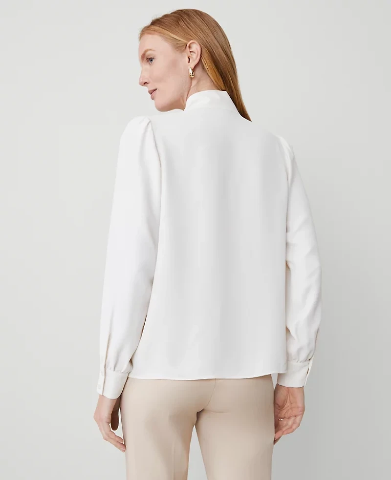 Ann Taylor Bow Blouse Winter White Women's