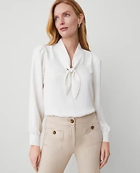 Ann Taylor Bow Blouse Winter White Women's