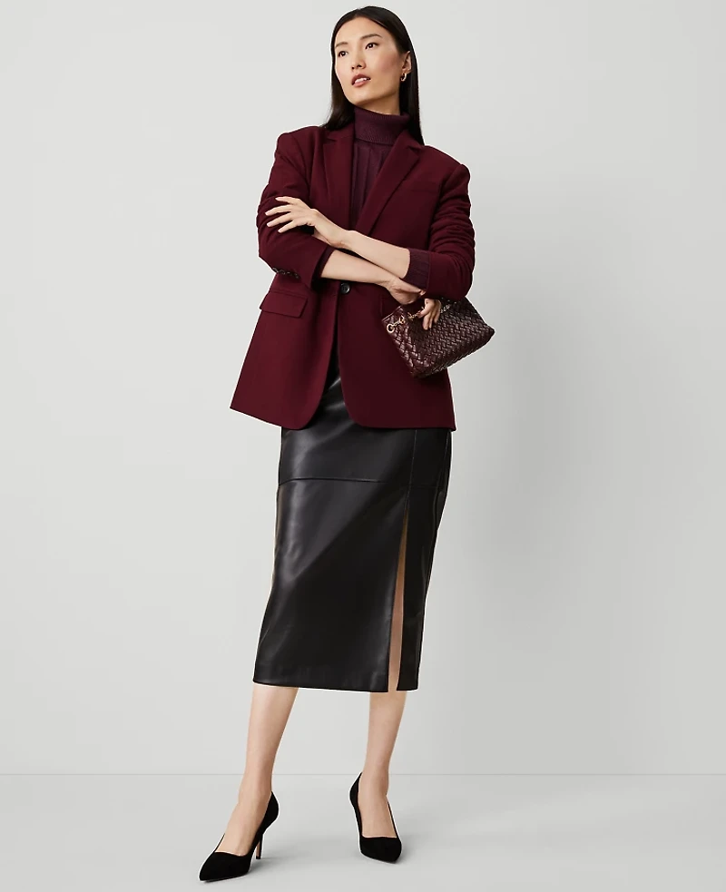 Ann Taylor Flannel Heather Notch Collar Blazer Mauve Rose Women's