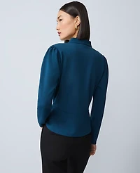 Ann Taylor Pleat Waist Wrap Top Size Small Moonlit Backdrop Women's