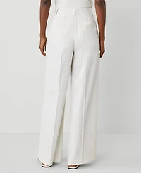 Ann Taylor The Pleated Wide-Leg Pant Pinstripe Dusty Ivory Melange Women's