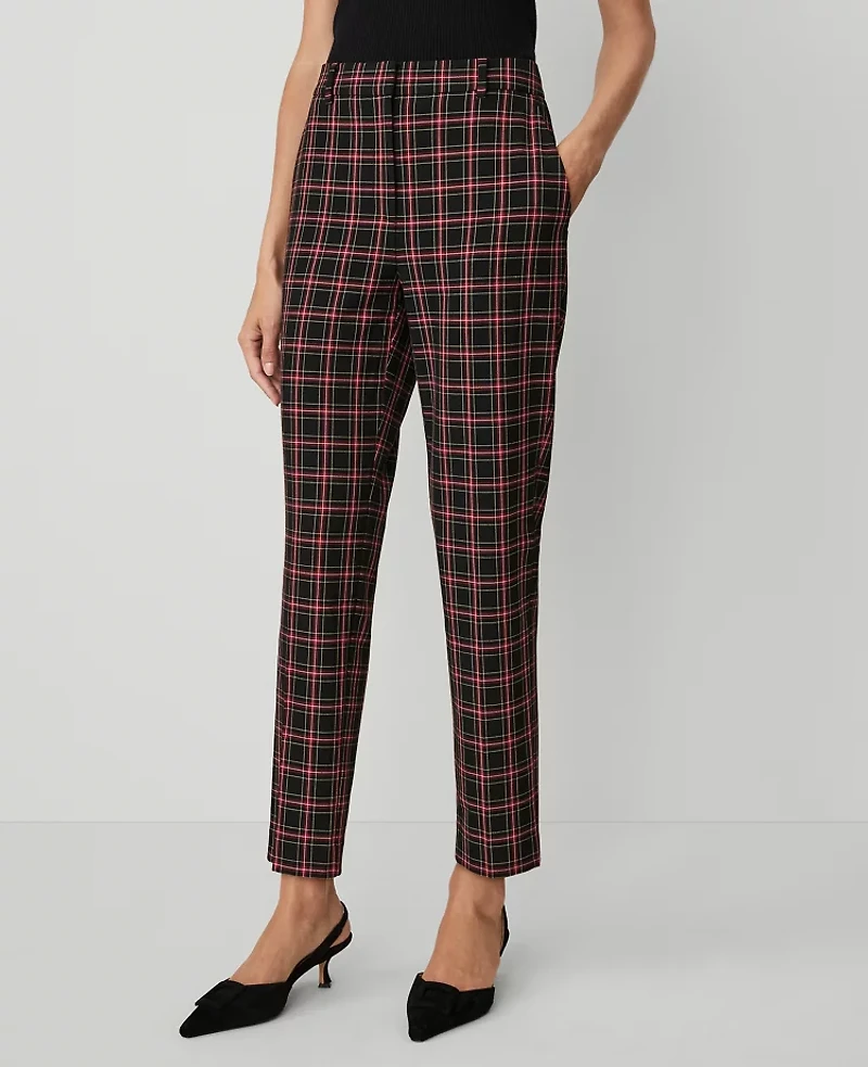 Ann Taylor The Eva Ankle Pant in Plaid Size 0 Black Women's