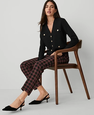 Ann Taylor The Eva Ankle Pant in Plaid Size 0 Black Women's