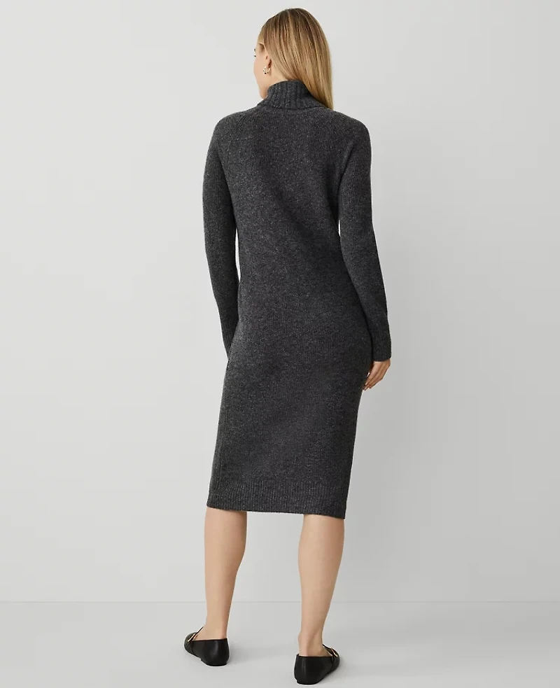 Ann Taylor Weekend Collection Ribbed Sweater Dress Size Medium Heathered Onyx Women's