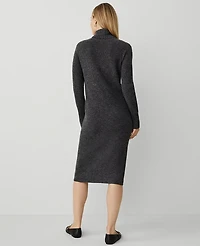 Ann Taylor Weekend Collection Ribbed Sweater Dress Size Medium Heathered Onyx Women's