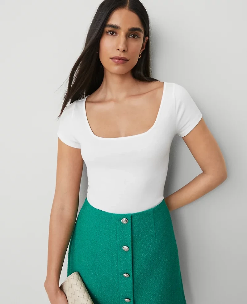 Ann Taylor Square Neck T-Shirt Women's