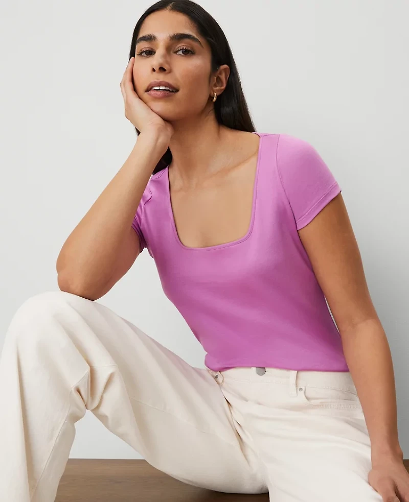 Ann Taylor Square Neck T-Shirt Women's