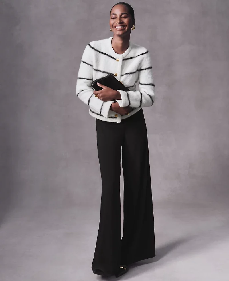 Ann Taylor The Dramatic Wide-Leg Crepe Pant Size 12 Black Women's