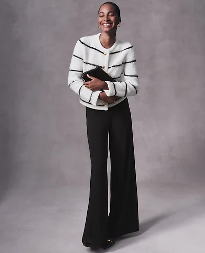 Ann Taylor The Dramatic Wide-Leg Crepe Pant Size 12 Black Women's
