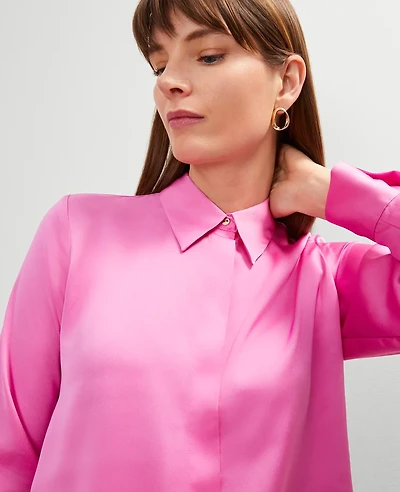 Ann Taylor Petite Satin Essential Shirt Women's