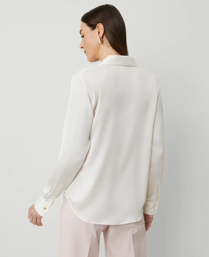 Ann Taylor Petite Satin Essential Shirt Women's