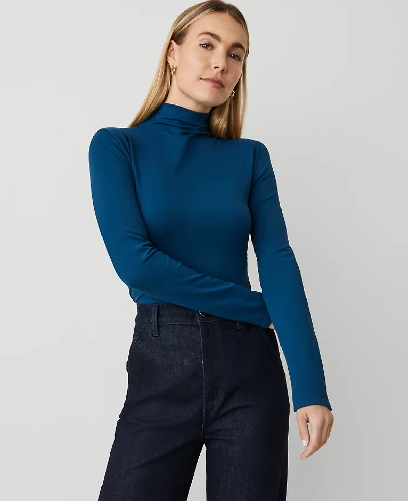 Ann Taylor Long Sleeve Mock Neck Top Women's