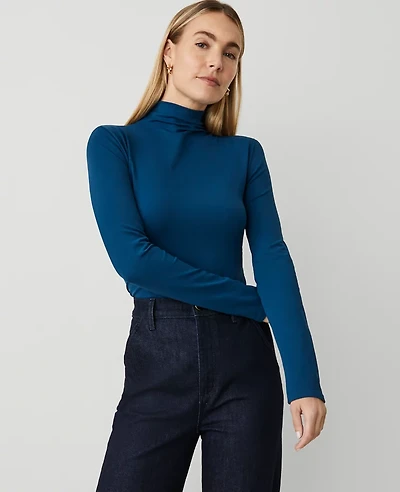 Ann Taylor Long Sleeve Mock Neck Top Women's