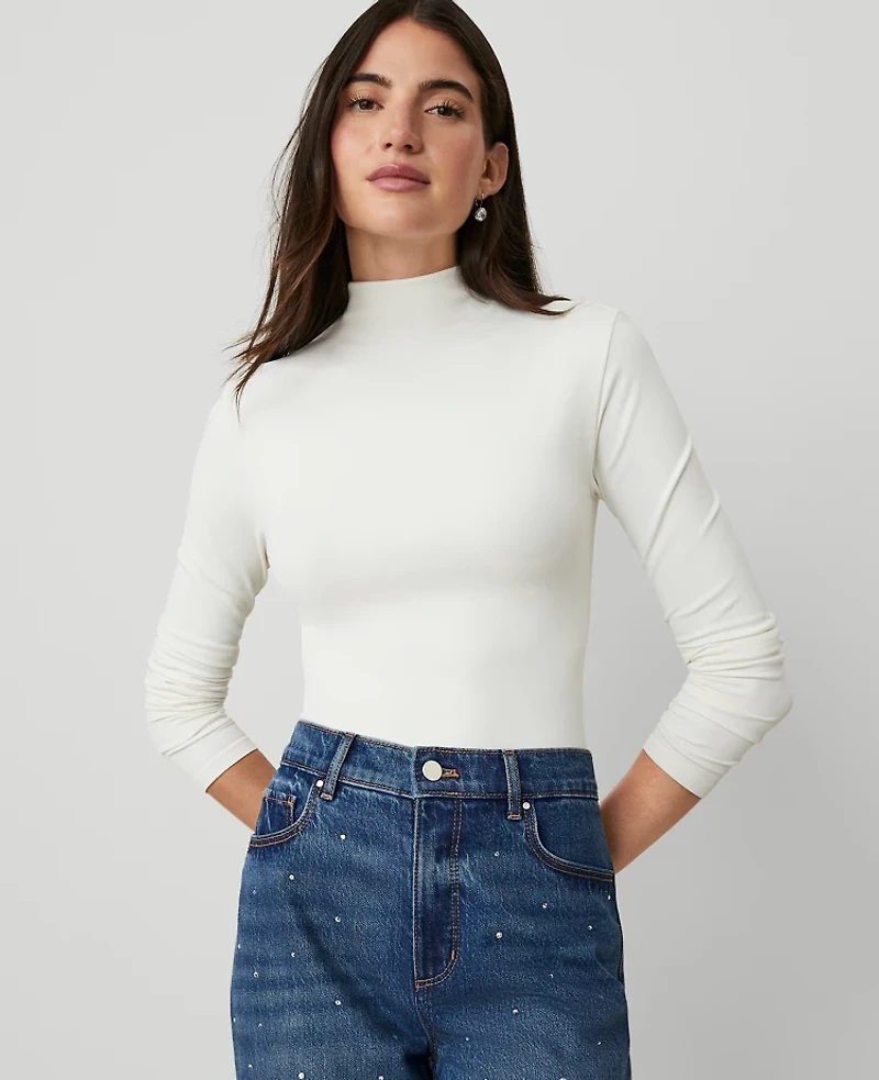 Ann Taylor Long Sleeve Mock Neck Top Women's