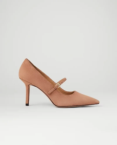 Ann Taylor Suede Mary Jane Pump Sesame Women's