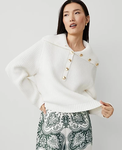 Ann Taylor Ribbed Button Sweater Women's