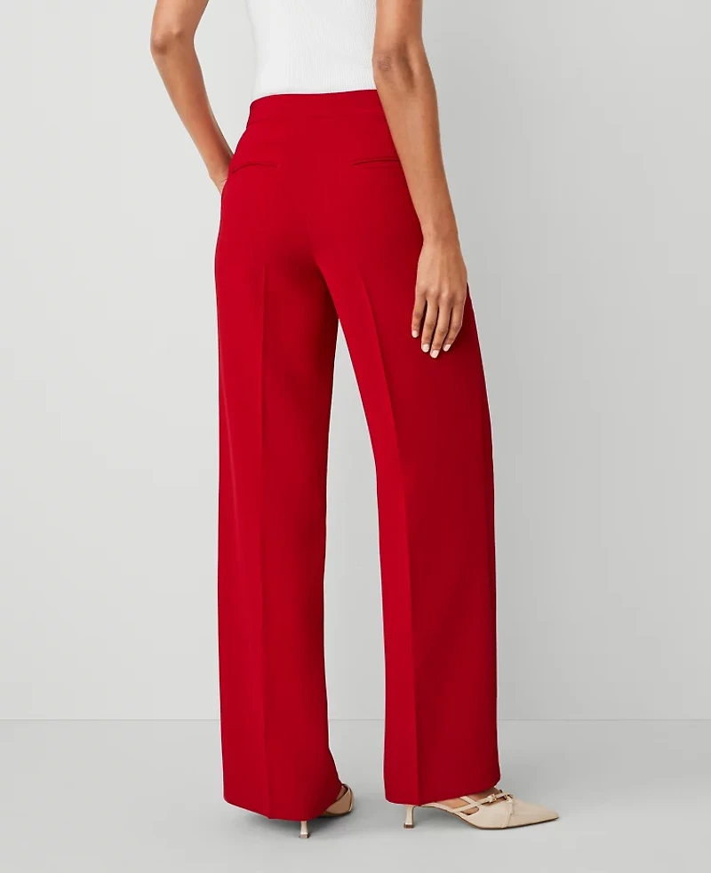 Ann Taylor The Wide-Leg Pant in Fluid Crepe Size 2 Gingham Red Women's