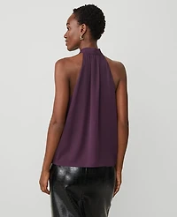 Ann Taylor Petite Tie Neck Halter Top Purple Moon Women's