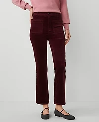 Ann Taylor Petite Weekend Collection Stretch Velvet Patch Pocket Pant Size 14 Mauve Rose Women's
