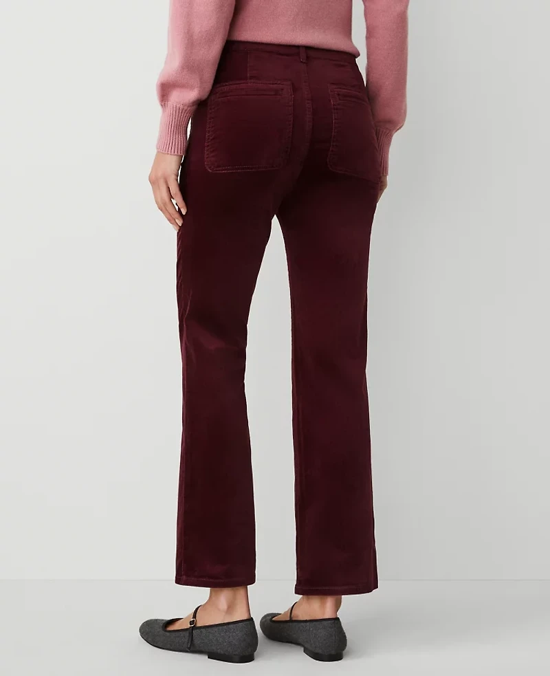 Ann Taylor Petite Weekend Collection Stretch Velvet Patch Pocket Pant Size 14 Mauve Rose Women's