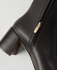 Ann Taylor Flare Heel Leather Bootie Size 9 1/2 Black Women's