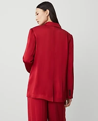 Ann Taylor The Petite Longline Blazer Satin Gingham Red Women's