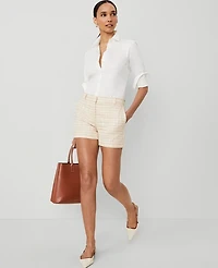 Ann Taylor The Metro Short in Plaid Size 2 Toasted Oat Women's